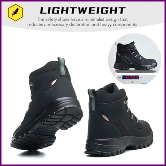 Steel Toe Safety Boots, Slip & Puncture Resistant, Industrial Work Shoes - Picture 5 of 7